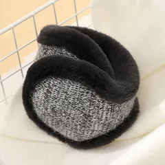 ☆ タイプB×ブラックホワイト ☆ イヤーマフ naems0260 耳当て レディース 耳あて イヤーマフ イヤーウォーマー イヤーマフラー ボア 防寒 秋 冬 メンズ 男女兼用 通勤 通学 シンプル 無地 ふわふわ もこもこ 自転車 ウォーキング ギフト