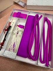 貸衣装処分品 紫　筥迫　抱え帯　　帯締め2本　扇子　　懐剣6点セット