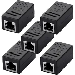 SIENOC RJ45 LANケーブル用中継コネクタ コンパクト ギガビット RJ45 延長 コネクタ プラグ CAT5/CAT6 メス-メス 5個入り ブラック (5個入り) 0