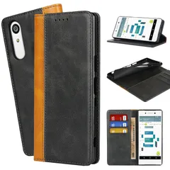 【数量限定】レザー-ブラック＋イエロー カード収納 マグネット式 XZ5 2/Xperia Xperia カバー ソニー SONY softbank 901SO 耐衝撃 手帳型 ケース ケース ケース SOV41 SO-01M エクスペリア5 Ｈａｖａｙａ