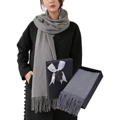 【新品】 [Mamaplus] マフラー レディース プレゼント 女性 カシミヤタッチ 大判ストール [ギフトBOX入り] ライトグレー 1