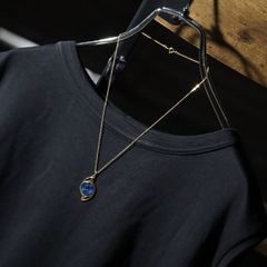 marble charm vintage necklace ブルー マーブル チャーム ゴールドカラー ヴィンテージ ネックレス