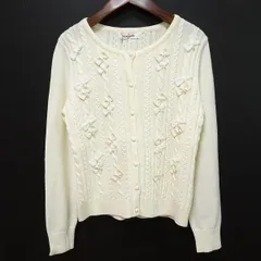 #wnc ギャラリービスコンティ GALLERY VISCONTI カーディガン 2 オフホワイト ニット リボン 新品同様 タグ付き レディース [885493]