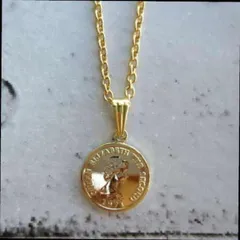 シャツに ゴールド コインネックレス 40cm メンズ カン付き