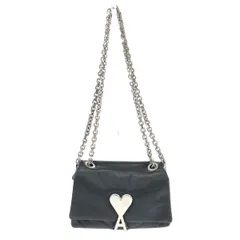 AMI Alexandre Mattiussi アミアレクサンドルマテュッシ VOULEZ-VOUS ショルダーバッグ ブラック テクスチャードレザー レディース　240001095514