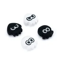 ブラックとホワイト YOCORE アナログスティックカバー ジョイスティック 保護カバー Nintendo Switch対応 Joy-Con対応 親指グリップキャップ 有機EL対応アナログスティックカバー インクフィッシュ ブラックとホワイト