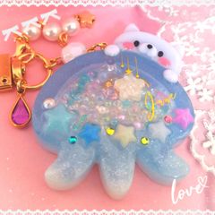 ☆宇宙クラゲシェイカーバッグチャーム☆　〜ネコ飛行士〜