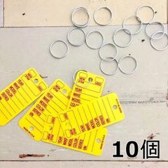 330・A-1156 　USカーディーラー　キータグ　10枚　イエロー　アメリカ　車　自動車　キー　タグ　備品 値札　アメリカ雑貨　コラージュ　ハンドメイド　コラージュ日記　カーディーラー　カーディーラータグ　アメリカタグ　アメ車　アメカジ