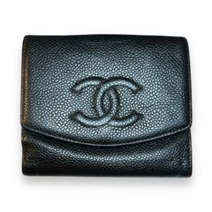 【CHANEL/シャネル】キャビアスキン CC 型押しココマーク Wホック 財布