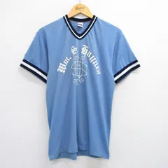 M/古着 ラッセル 半袖 ビンテージ Tシャツ メンズ 80s Wm.S.Haynes Vネック 薄紺 ネイビー 25jul19 中古のサムネイル