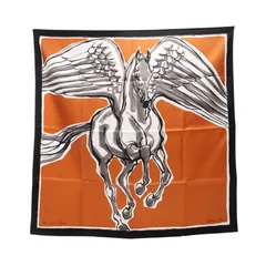 HERMES エルメス カレ90 Libre Comme Pegase ノワール キャラメル アントラシト スカーフ
