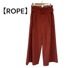 3935 美品★ 【ROPE】 ロペ レディース ワイドパンツ ガウチョパンツ イージーパンツ (M) センタープレス タック ベルト ワインレッド LOT39
