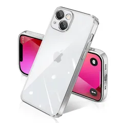 iphone 13mini ケース クリア メッキ加工 耐衝撃 薄型 カバー アイホン 13ミニ ケース 米軍MIL規格 SGS認証 TPU 透明な背面 スマホケース 衝撃吸収 ソフトケース 指紋防止 滑り止め 黄変防止 ストラップホール付き カメラ保護  0