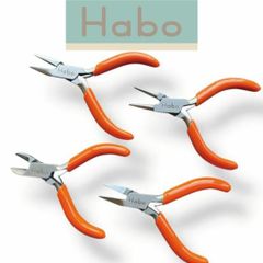 ★期間限定 専用ポーチ付き★当店オリジナル『 Habo 』 ミニ プライヤーセット 4点 【 ニッパー/平/丸/先細】 小型 プライヤー 送料無料　ワイヤー 曲げる アクセサリー 工具 ギザ無し やっとこ ジュエリー クラフト アーティスティックワイヤー