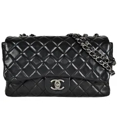 シャネル CHANEL ココマーク デカマトラッセ ショルダーバッグ ラムスキン ブラック シルバー金具 12番台【中古】