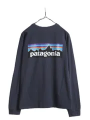 【お得なクーポン配布中!】 20年製 パタゴニア 両面 プリント 長袖 Tシャツ メンズ XS / 古着 Patagonia アウトドア ロンT プリントT ロゴT フィッツロイ P6 ネイビー