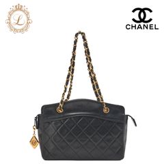 CHANEL シャネル 　チャーム付き 　 チェーンハンドバッグ ラムスキン 黒（ゴールド金具） ハンドバッグ  レディースバッグ レディースハンドバッグ  ハイブランド【中古】【送料無料】