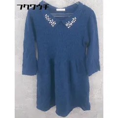 ◇ ag by aquagirl アクアガール モヘヤ混 ニット パール 七分袖 ミニ ワンピース サイズM ネイビー レディース 【中古】 【1002801517434】のサムネイル