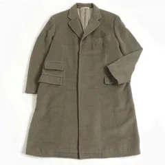 美品□HERMES/エルメス カシミヤ100％ 裏地ロゴ総柄 フライフロント チェスターコート/ロングコート ベージュ 54 イタリア製 メンズ◎のサムネイル
