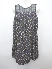 ◇ ◎ Lois CRAYON フラワー レース かわいい リボン 膝下丈 ワンピース サイズ M ネイビー レディース P  【1308240006950】