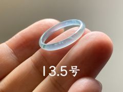 L13-96 極品 高氷種 薄水色 13.5号 グアテマラ産 A貨 本翡翠 くりぬき リング