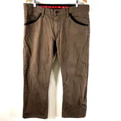 エドウィン EDWIN パンツ ロゴボタン付き 合皮デザイン 日本製 ブラウン 36サイズ 944087