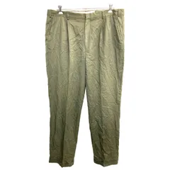 Eddie Bauer スラックス W40 エディーバウアー タックパンツ ビッグサイズ オリーブグリーン ウール 古着卸 アメリカ仕入 2406-325