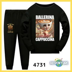 4731 Tung Tung Tung Sahur トゥントゥントゥンサフール 長袖 パジャマ ロンT セットアップ 110 120 130 140 150 160 黒 ブラック 男の子 ミーム 服 キッズ 子供  イタリアンブレインロット tsls3