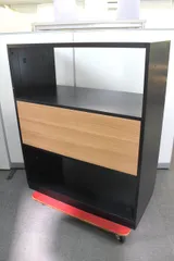 【東京都限定送料2200円も可】【2020年製】コクヨ　エディア　木目パネル付き　オープン書庫　ブラック書庫　中段パネル　フリーパネル　パーテーション　ディスプレイ棚　本棚　オフィス家具　書棚