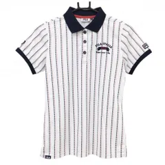 【超美品】フィラゴルフ 半袖ポロシャツ 白×レッド×ネイビー スクエアストライプ 星柄 レディース M ゴルフウェア FILA GOLF