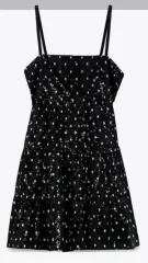 新品 ZARA(ザラ) ドット スパンコール ノースリーブ ワンピース
