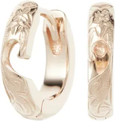 アクセサリーショップPIENA/ピアス ピエナサージカルステンレス316L ハワイアンジュエリー 合わせるとハート プルメリア スクロール フープピアス レディース(ピンクゴールド)