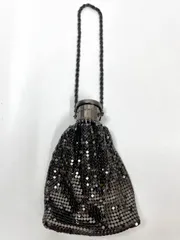 アンティーク　ブラックシルバー　スパンコール　バッグ　パーティーバッグ　ヴィンテージ　昭和レトロ