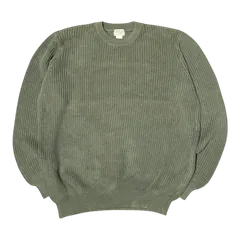 【USED/古着】L.L.Bean コットン ニット アメカジ 長袖 カーキ（XXLサイズ）