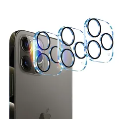 Seninhi 3枚 カメラフィルム iPhone 12 Pro 用 カメラレンズ 保護 カバー 強化ガラス 全面保護 黒縁取り 露出オーバー防止 アイフォン12プロ 対応 【3枚セット】