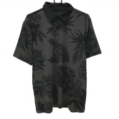 【超美品】アンダーアーマー 半袖ポロシャツ ダークグレー×黒 花柄  メンズ LG/G/G ゴルフウェア UNDER ARMOUR