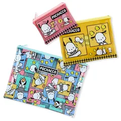 【新着商品】サンリオ(SANRIO) ポチャッコ ビニールフラットポーチ3個セット(チェックデザイン)