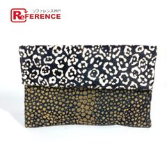 FENDI フェンディ クラッチバッグ レオパード 豹 ヒョウ 8BP062 ハラコ ブラック