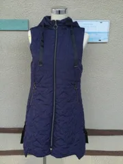 星模様ステッチフード付き中綿ジップアップベスト 　ネイビー