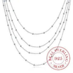 多層 ビーズ デザイン ロングチェーン S925 保存袋付き スターリング