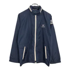 80年代 adidas アディダス ナイロンジャケット スポーツ DESCENTE社製 ネイビー(メンズ M)中古 古着 U7271