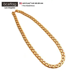 ACE FLAG ネックレス メンズ 春夏秋冬用 ゴールド 100cm エースフラッグ 極太 チェーン 喜平チェーン ブリンブリン かっこいい おしゃれ ラッパー b系 ヒップホップ ストリート系 ファッション ブランド メール便 AF-NE-BR-044