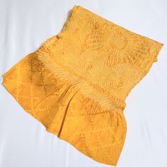 帯揚げ　黄色　中抜き絞り　汚れあり