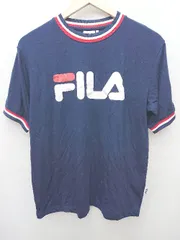 ◇ FILA フィラ ロゴプリント 半袖 Tシャツ カットソー サイズM ネイビー レッド ホワイト レディース P  【1406240042159】