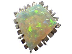 オパール ダイヤモンドリング Pt850 5.80g #9 カード鑑別付　Jewelry Opal 2.92ct Dia Ring