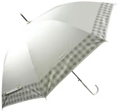 新品 長傘 日傘 晴雨兼用 レディース 58cm UＶカット100 UPF50+ 内側特殊コーティング 一級遮光 遮熱 軽量 丈夫 耐風 グラスファイバー親骨 ワンタッチ ジャンプ傘 おしゃれ チェック オフ白