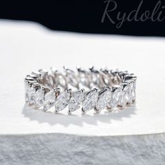 PT950 2.4ct マーキースカットダイヤ フルエタニティリング ラボグロウンダイヤモンド オーダーメイドリング 華やかで上品な定番デザイン ラボダイヤ  豪華なフルエタニティダイヤリング メンズリング レディースリング ダイヤエタニティ プラチナ指輪