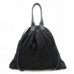 極美品 2022 RESORT ワイズ ヨウジヤマモト Y's Yohji Yamamoto SMOCK SHIRRING TOTE スモック シャーリング トートバッグ ウールギャバジン 牛革 ハンドバッグ 刺繍 カバン 鞄 ブラック YQ-I01-190のサムネイル