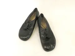 菊池武男の靴　コンフォート　3E 黒 レザー ストラップ付き ヒール5cm 未使用品】菊地武男の靴 25 スニーカー レースアップ レザー