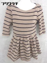 ◇ snidel スナイデル ボーダー 七分袖 ミニ ワンピース サイズ1 ブラウン レディース 【中古】 【1002800490547】